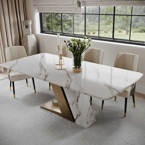 Ivy Bronx Keyshona Faux Marble Top Dining Table Wayfair Canada   Keyshona Faux Marble Top Dining Table 